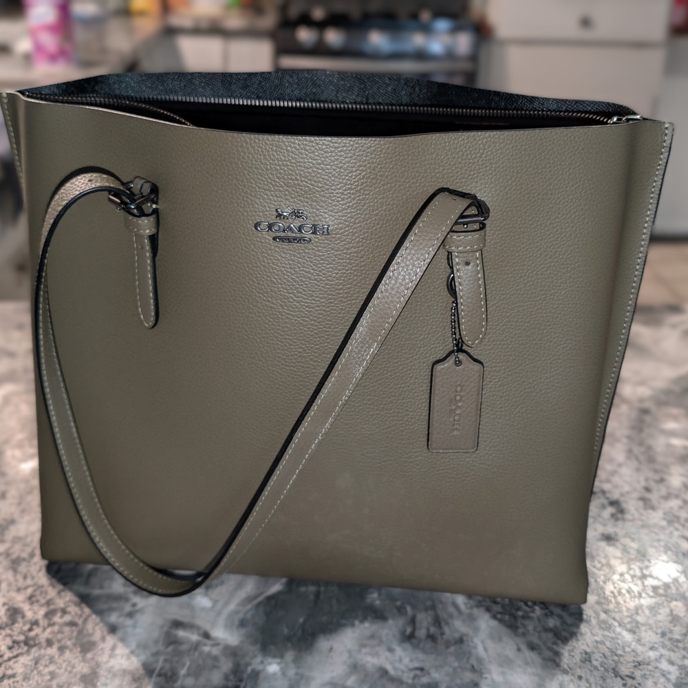 Coach Sage Green Leather Tote Bag